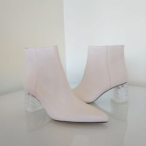 Antonio Melani Kinsley Leather Lucite Block Heel Dress Booties